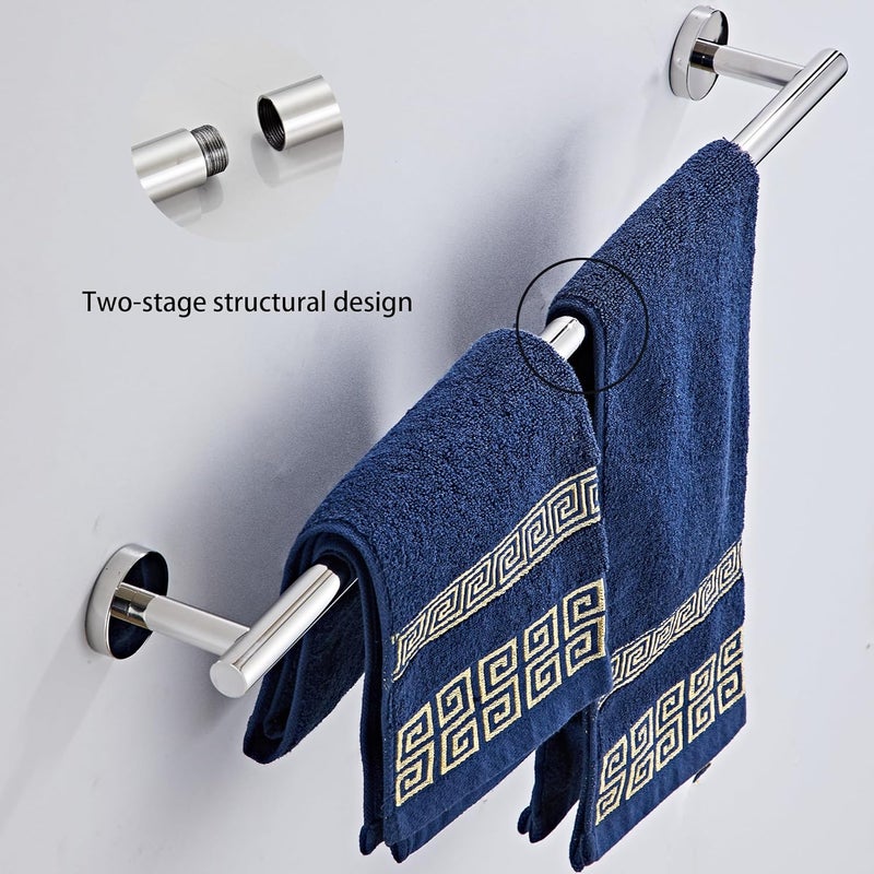 KUUBTH Chrome Bathroom Hardware Set 10 Piece with Towel Racks for Bathroom, SUS304 Stainless Steel Bath Towel Bar Set, 24 Inch Wall Mounted Accessories Kit - Image 2